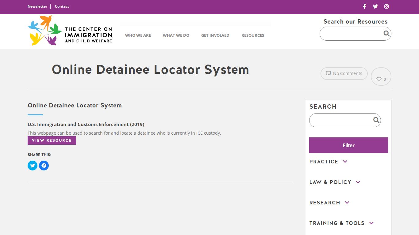 Online Detainee Locator System | CICW